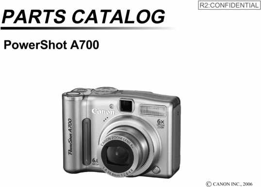 Product picture Canon PowerShot A700 Parts Catalog
